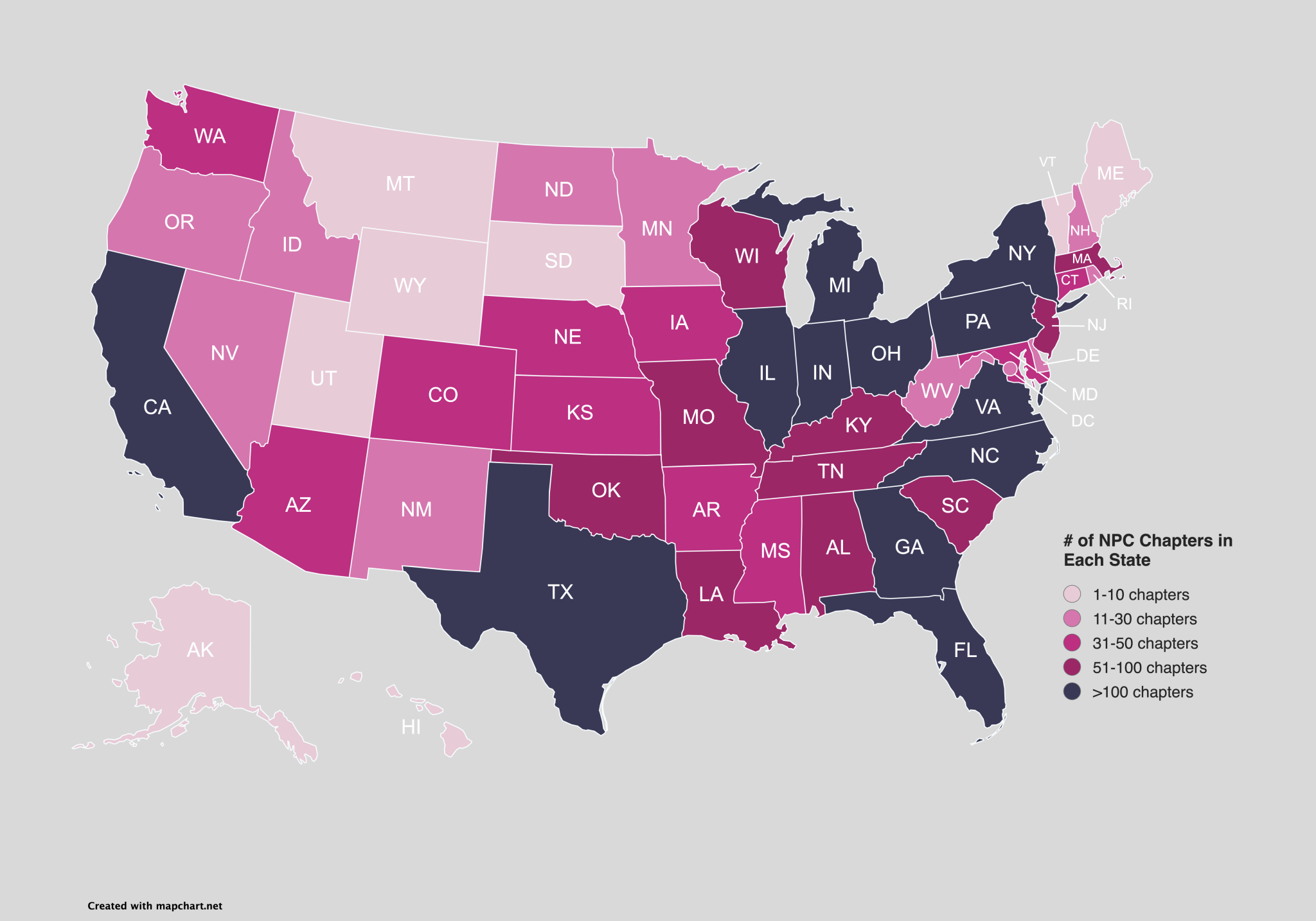 NPC Sorority Chapters by State