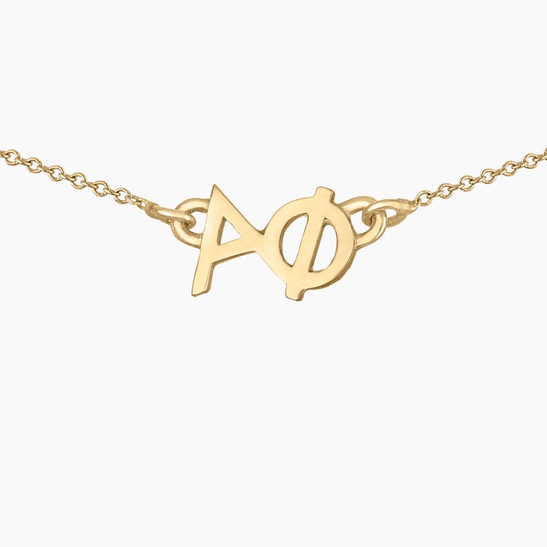 14k Gold Alpha Phi Necklace | mazi + zo sorority jewelry