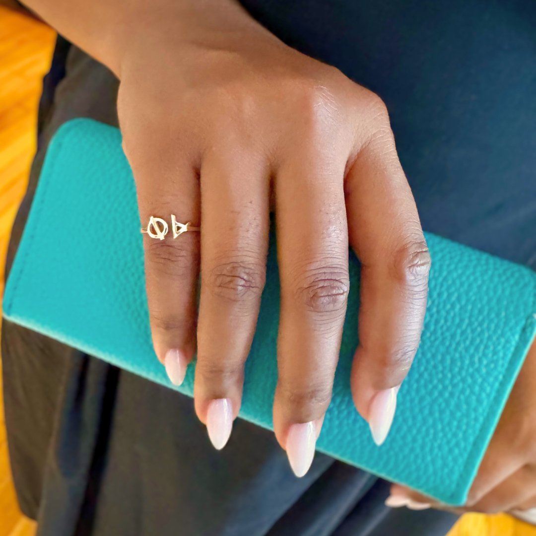 14k Gold Alpha Phi Ring | mazi + zo sorority jewelry