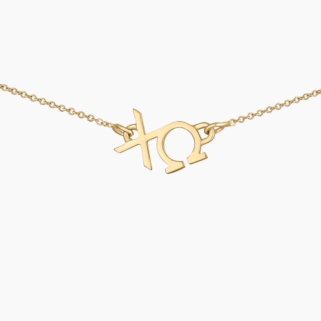 14k Gold Chi Omega necklace | mazi + zo sorority jewelry