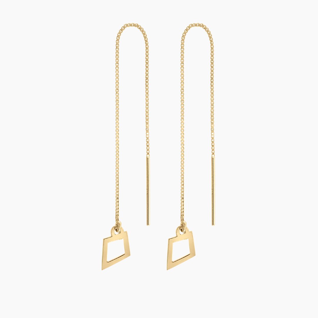 14k Gold Kappa Alpha Theta Kite Threader Earrings | mazi + zo sorority jewelry