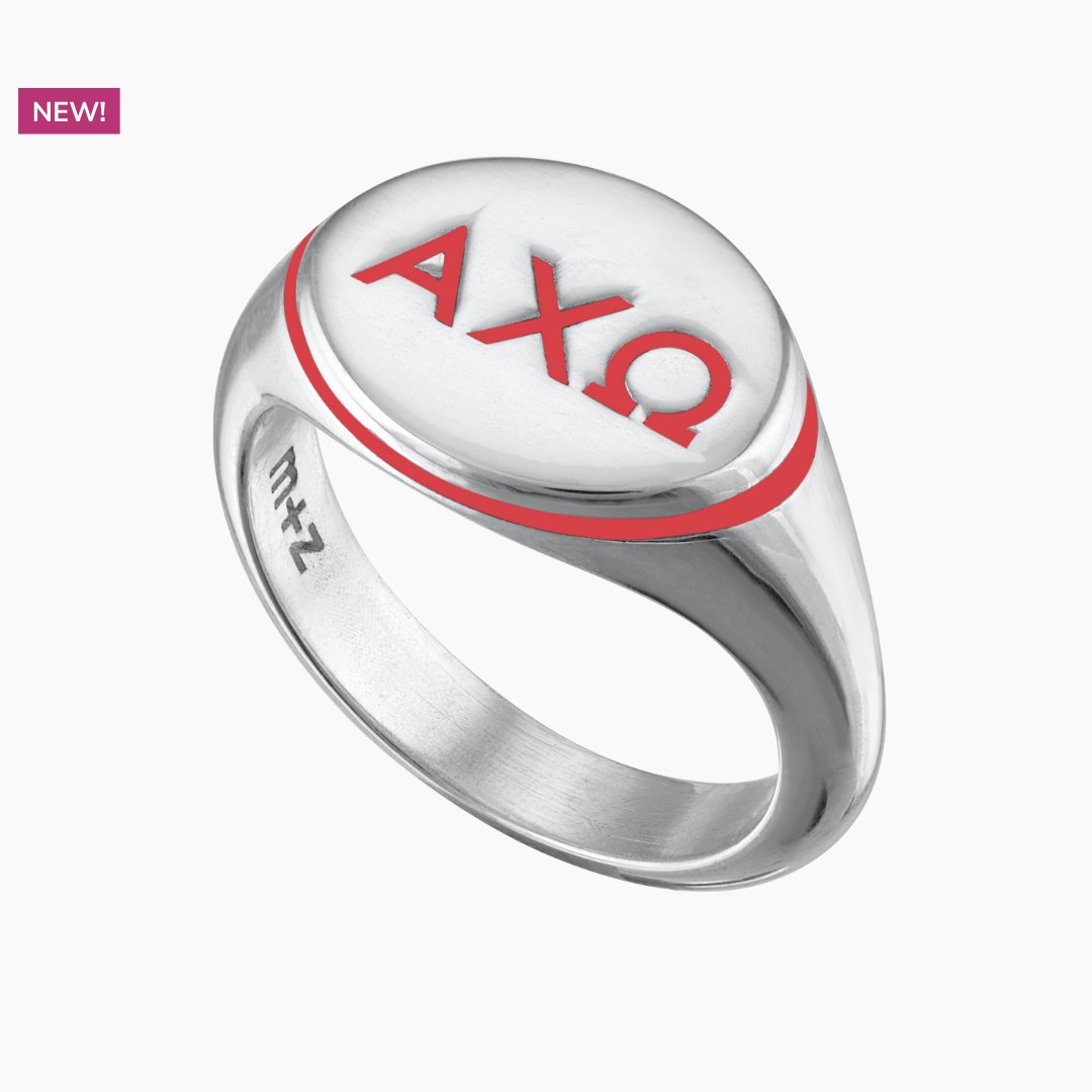 Alpha Chi Omega Signet Ring in Scarlet Red | mazi + zo sorority jewelry