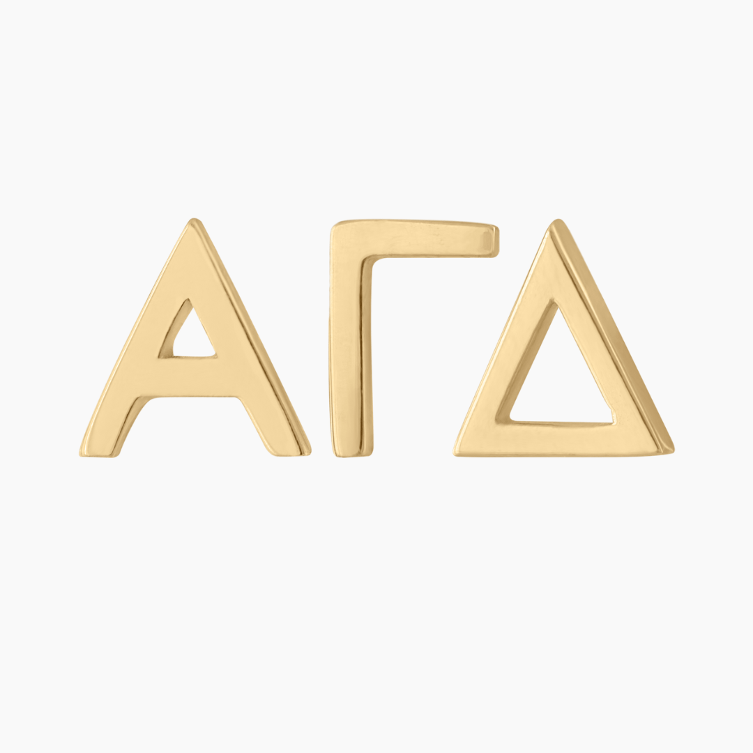 Gold Alpha Gamma Delta Earrings | mazi + zo sorority jewelry