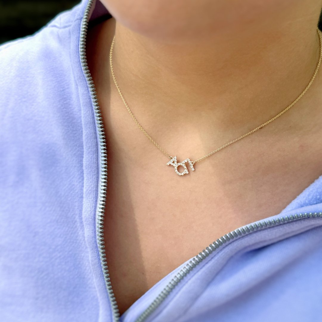 Diamond Alpha Omicron Pi Necklace | mazi + zo sorority jewelry