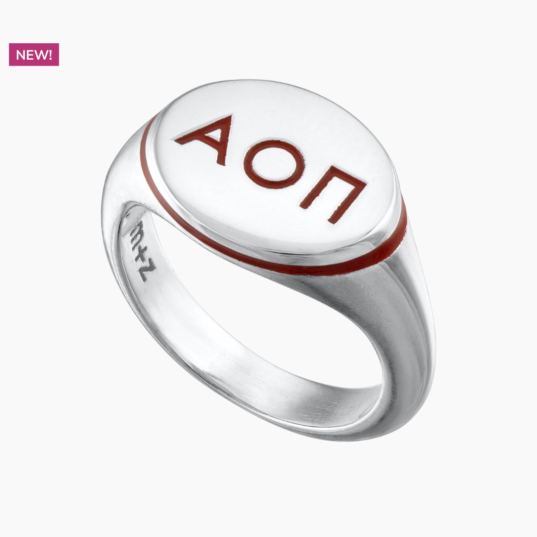 Alpha Omicron Pi Signet Ring - Cardinal Red | mazi + zo sorority jewelry