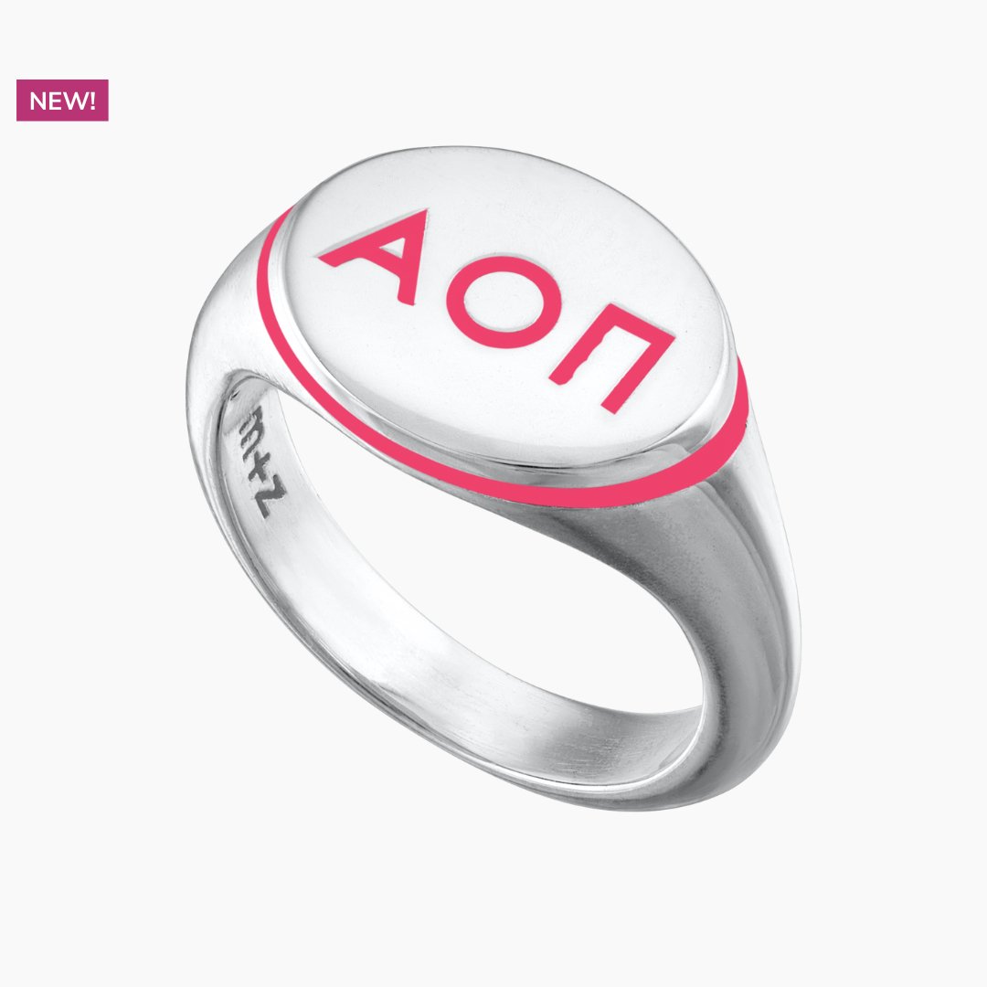 Alpha Omicron Pi Signet Ring - Ambitious Pink | mazi + zo sorority jewelry