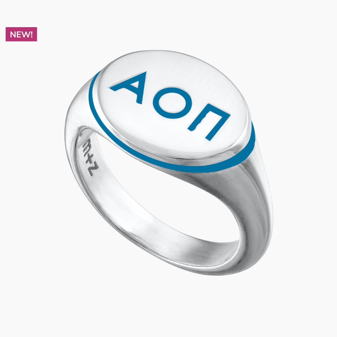 Alpha Omicron Pi Signet Ring - Arthritis Blue | mazi + zo sorority jewelry