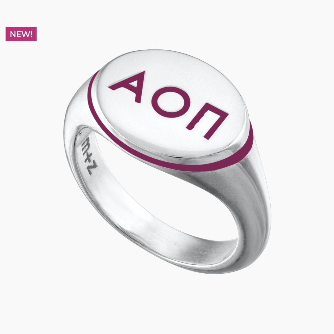 Alpha Omicron Pi Signet Ring - Promising Purple | mazi + zo sorority jewelry