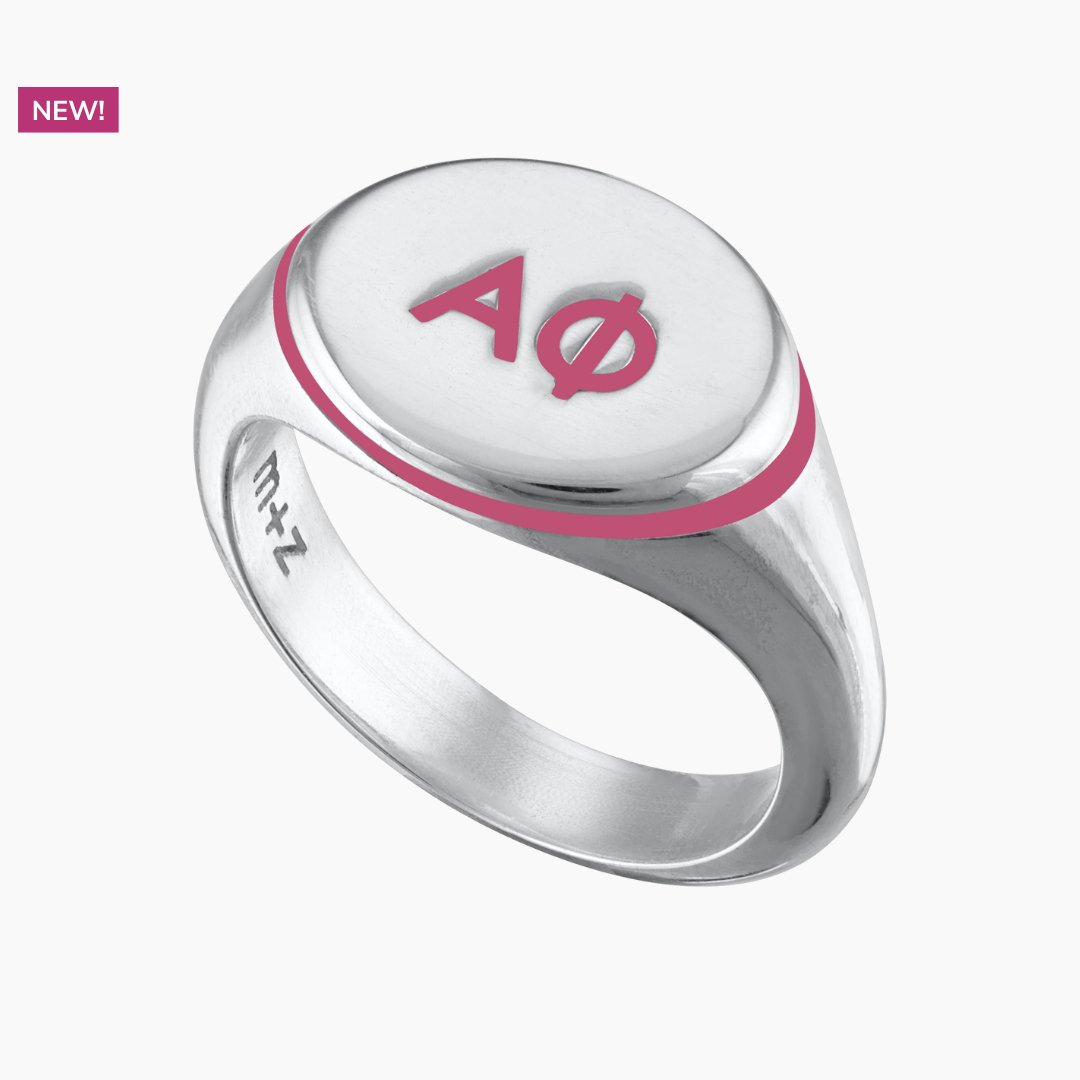 Alpha Phi Signet Ring in Berry | mazi + zo sorority jewelry