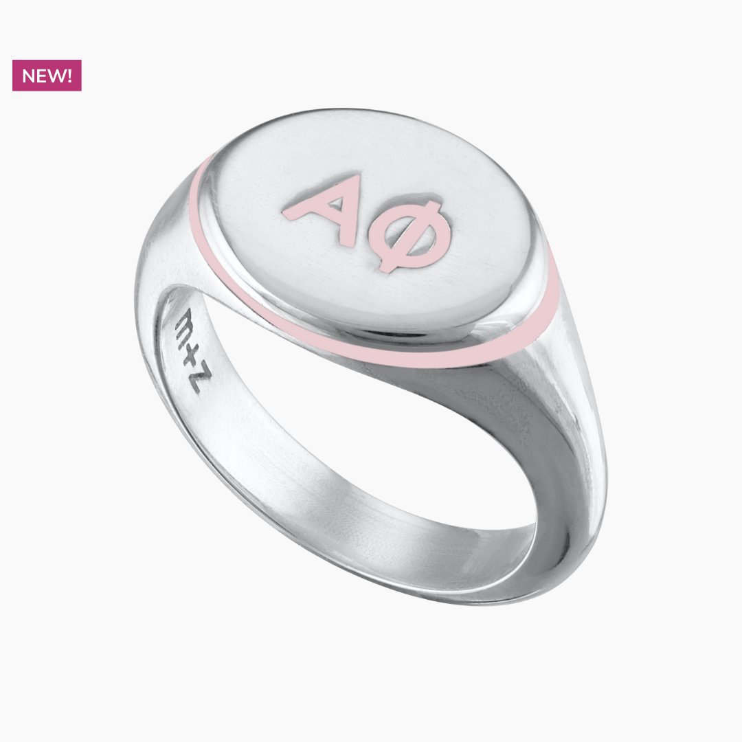 Alpha Phi Signet Ring in Pink Ivory | mazi + zo sorority jewelry