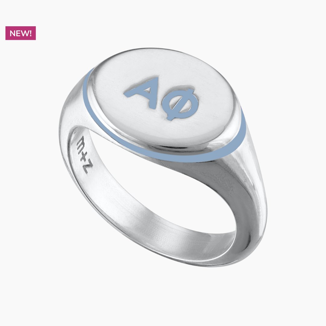 Alpha Phi Signet Ring in Iceberg | mazi + zo sorority jewelry