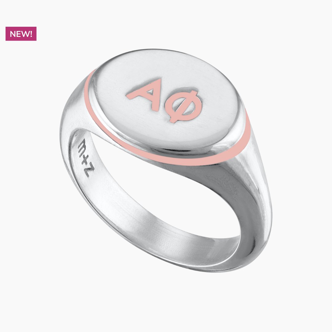 Alpha Phi Signet Ring in Blush | mazi + zo sorority jewelry