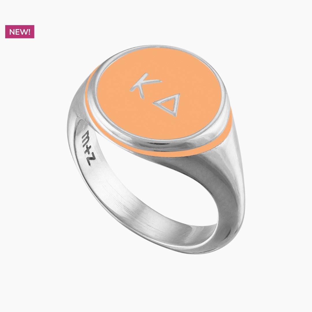 Kappa Delta Signet Ring in Peach | mazi + zo sorority jewelry