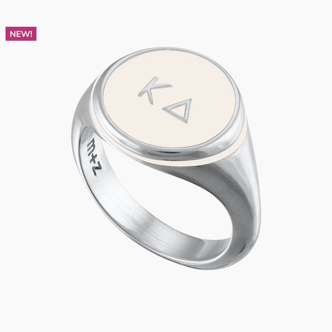 Kappa Delta Signet Ring in Beige | mazi + zo sorority jewelry