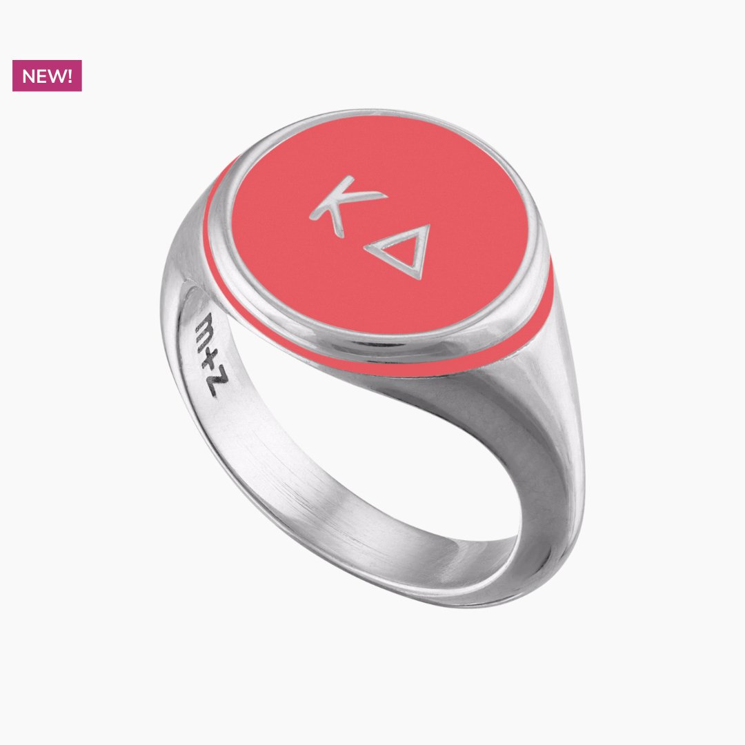 Kappa Delta Signet Ring in Coral Pink | mazi + zo sorority jewelry