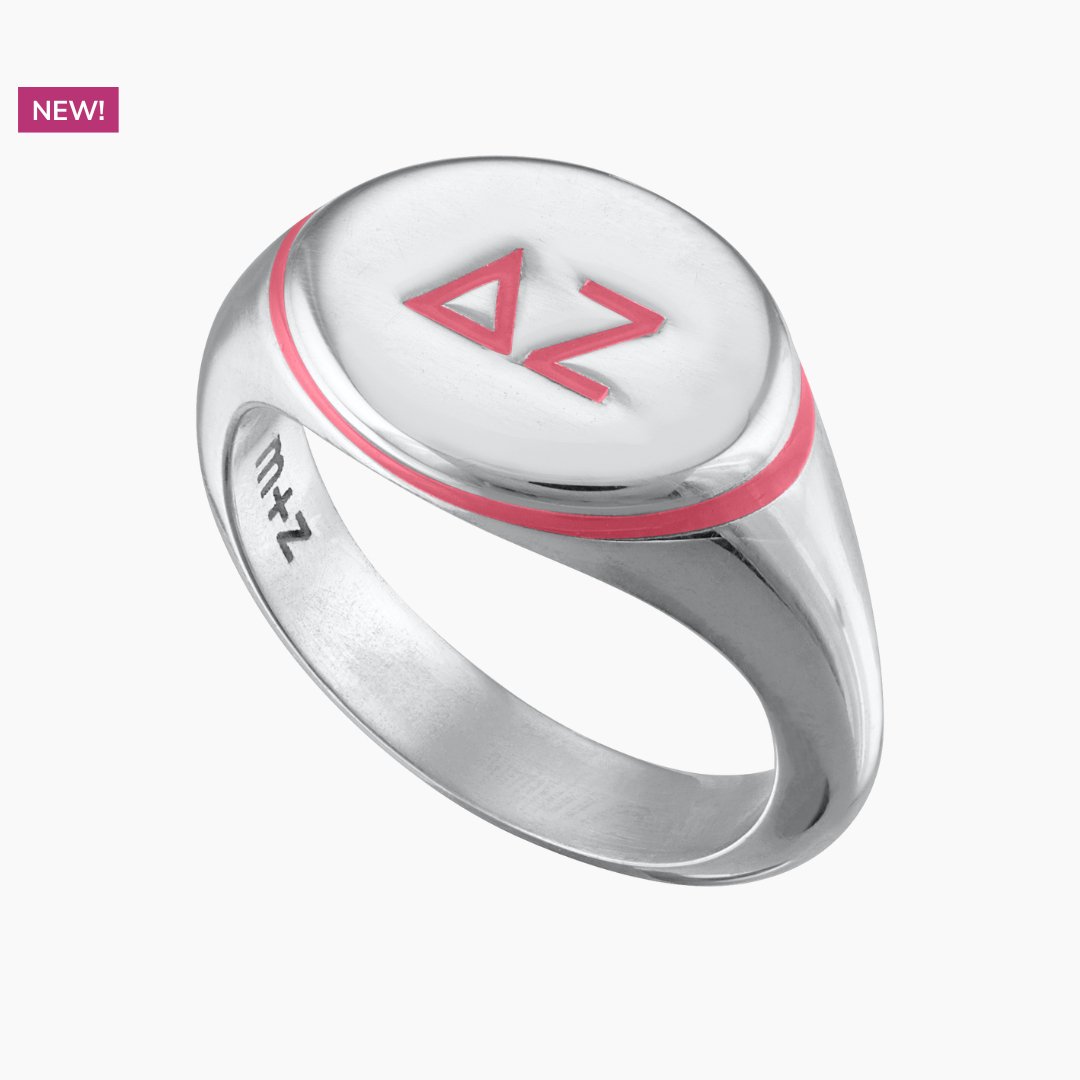 Delta Zeta Signet Ring in DZ Pink | mazi + zo sorority jewelry