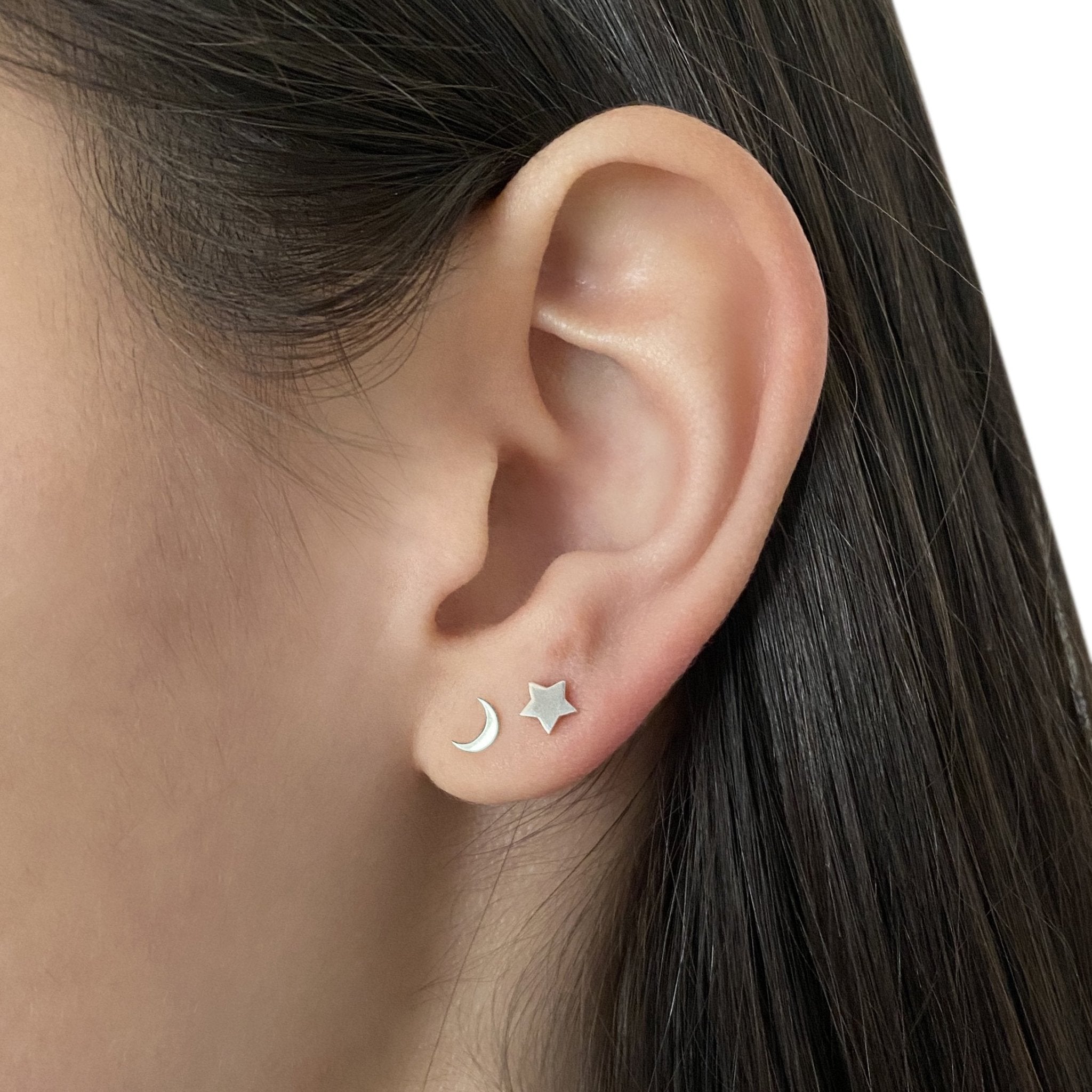 Gamma Phi Crescent Moon Earring in Sterling Silver (single earring)