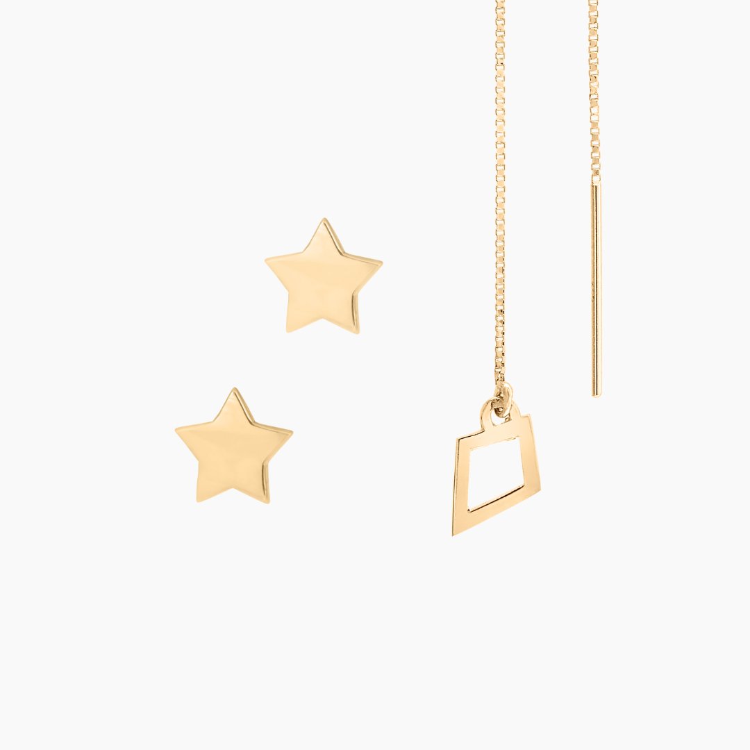 14k Gold Kappa Alpha Theta Kite & Twin Stars Earring Set | mazi + zo sorority jewelry