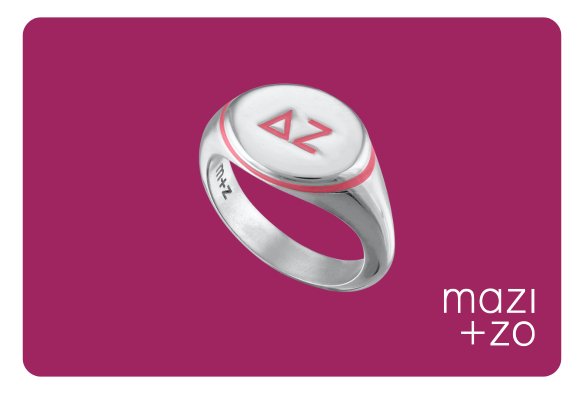 Personalized Delta Zeta Ring Gift Card | mazi + zo sorority jewelry