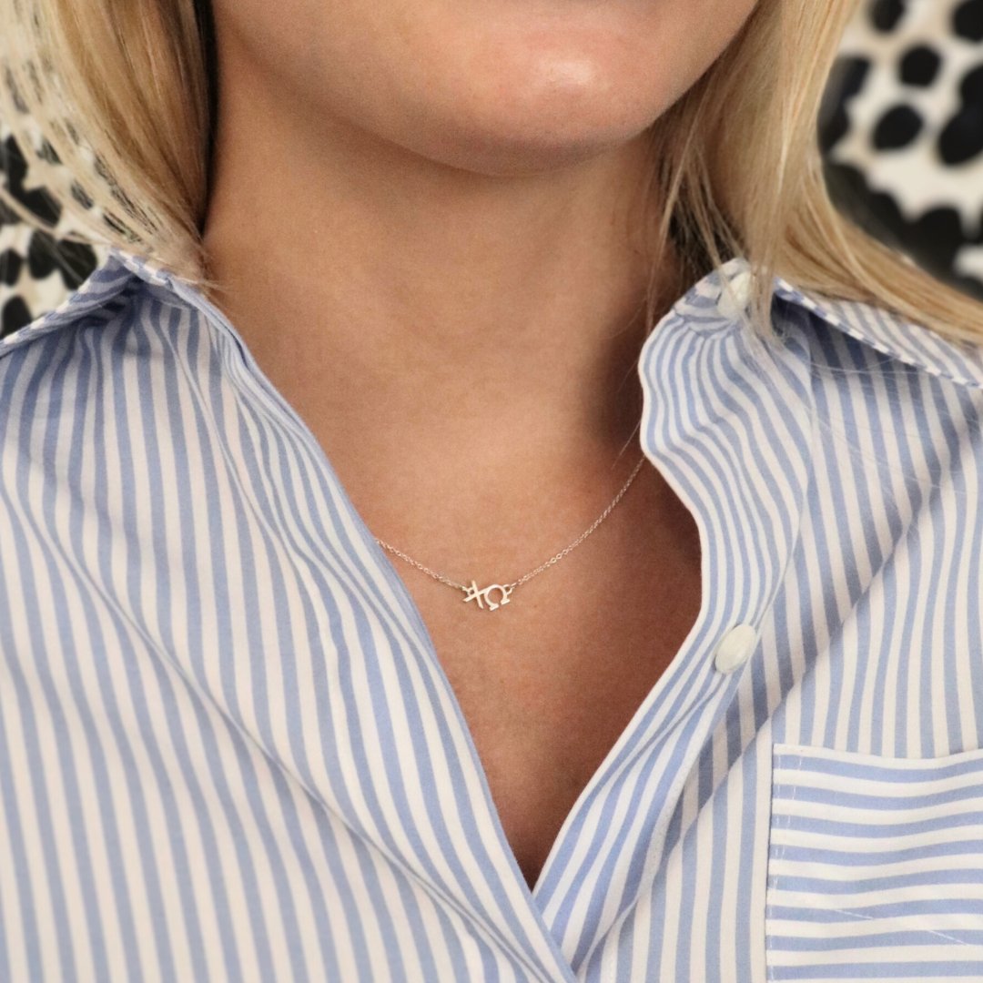 Silver Chi Omega necklace | mazi + zo sorority jewelry