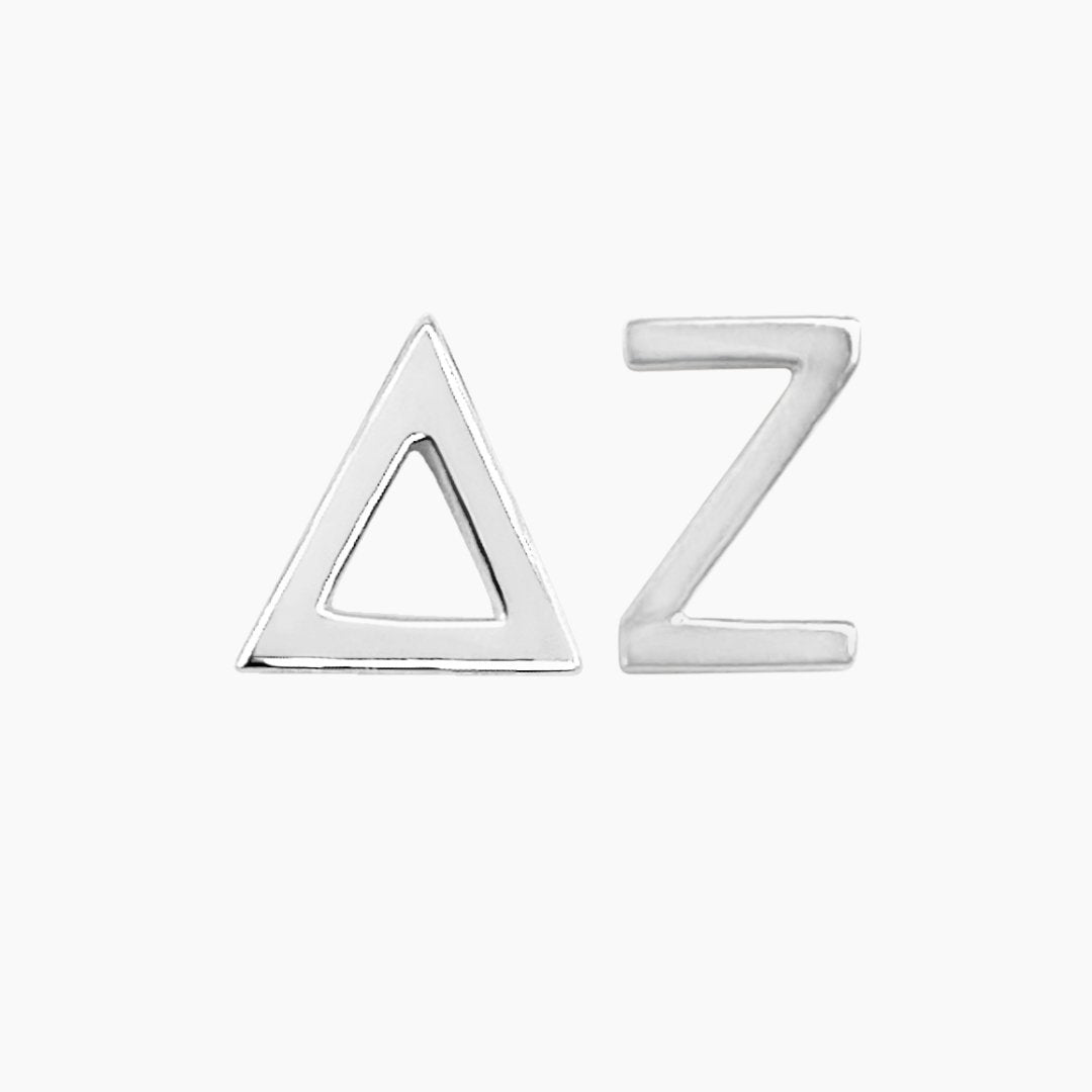 Delicate sterling silver Delta Zeta earrings | mazi + zo licensed sorority jewelry