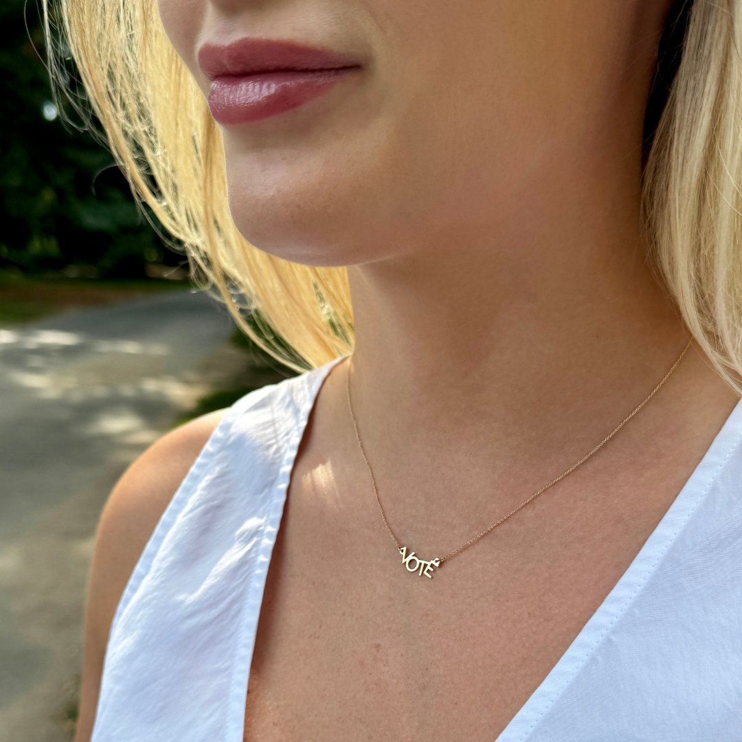 Gold Vote Necklace | mazi + zo sorority jewelry