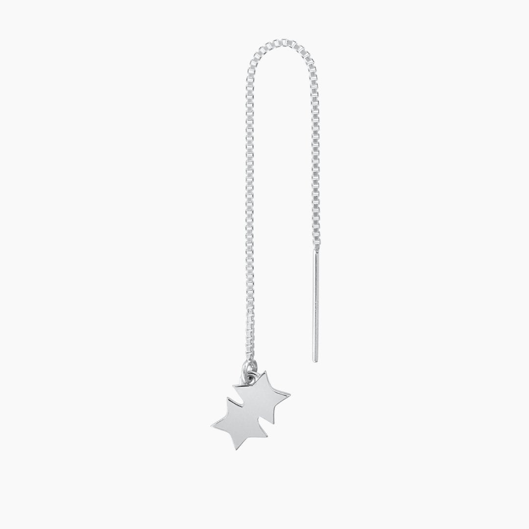 Silver Kappa Alpha Theta Twin Stars Threader Earring | mazi + zo sorority jewelry